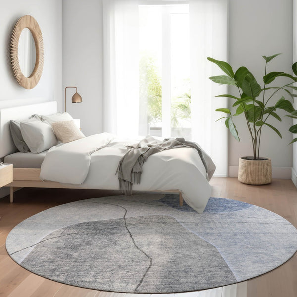 Homeroots 3' Beige Brown Taupe Abstract Washable Area Rug For Indoor Outdoor Spaces – Stylish & Durable Decor 8' Round Polyester 581020