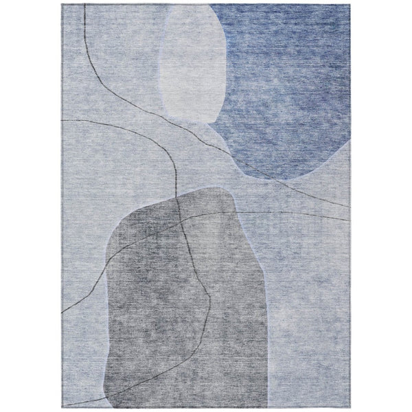 HomeRoots 5' Contemporary Abstract Denim Blue and Sky Blue Area Rug for Indoor and Outdoor Spaces 8' X 10' 581021