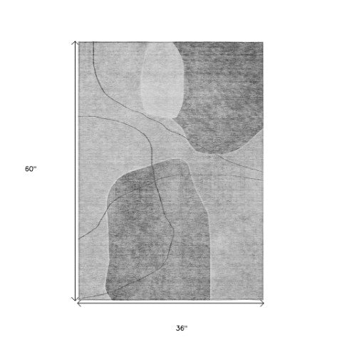 Homeroots 3' Beige Brown Taupe Abstract Washable Area Rug For Indoor Outdoor Spaces – Stylish & Durable Decor 3' X 5' Polyester 581024