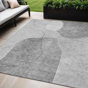 Homeroots 3' Beige Brown Taupe Abstract Washable Area Rug For Indoor Outdoor Spaces – Stylish & Durable Decor 5' X 8' Polyester 581025