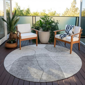 Homeroots 3' Beige Brown Taupe Abstract Washable Area Rug For Indoor Outdoor Spaces – Stylish & Durable Decor 8' Round Polyester 581026