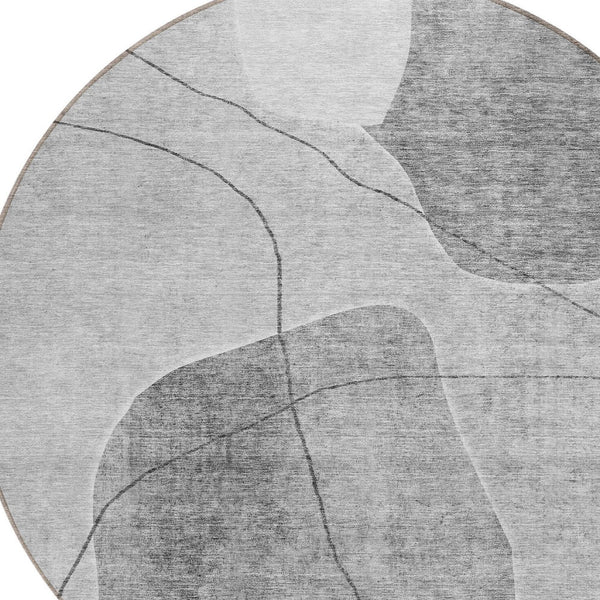 Homeroots 3' Beige Brown Taupe Abstract Washable Area Rug For Indoor Outdoor Spaces – Stylish & Durable Decor 8' Round Polyester 581026