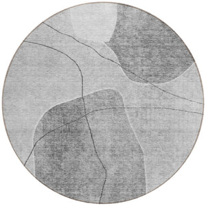 Homeroots 3' Beige Brown Taupe Abstract Washable Area Rug For Indoor Outdoor Spaces – Stylish & Durable Decor 8' Round Polyester 581026