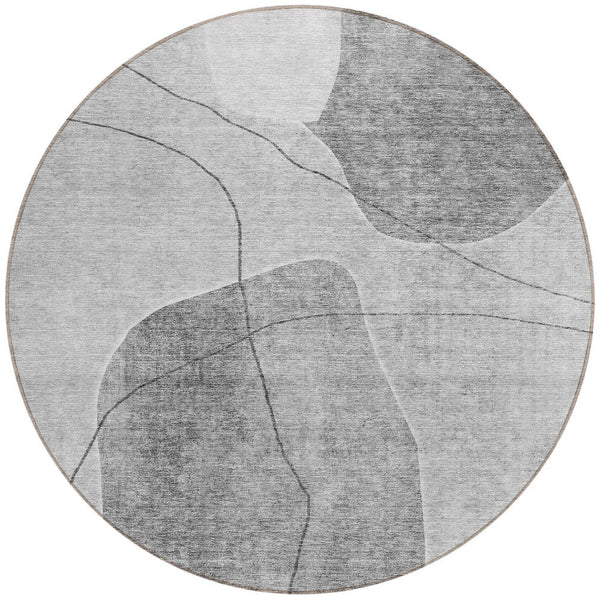 Homeroots 3' Beige Brown Taupe Abstract Washable Area Rug For Indoor Outdoor Spaces – Stylish & Durable Decor 8' Round Polyester 581026