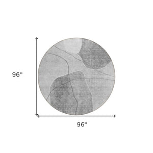 Homeroots 3' Beige Brown Taupe Abstract Washable Area Rug For Indoor Outdoor Spaces – Stylish & Durable Decor 8' Round Polyester 581026