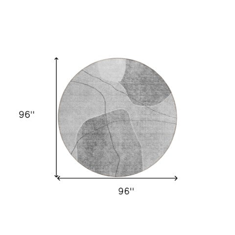 Homeroots 3' Beige Brown Taupe Abstract Washable Area Rug For Indoor Outdoor Spaces – Stylish & Durable Decor 8' Round Polyester 581026