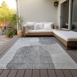 Homeroots 3' Beige Brown Taupe Abstract Washable Area Rug For Indoor Outdoor Spaces – Stylish & Durable Decor 10' X 14' Polyester 581029
