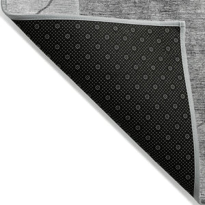 HomeRoots 5' Gray Charcoal and Silver Abstract Area Rug – Stylish, Washable, Durable for Indoor and Outdoor Use 10' X 14' 581029