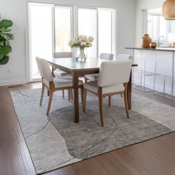 Homeroots 3' Beige Brown Taupe Abstract Washable Area Rug For Indoor Outdoor Spaces – Stylish & Durable Decor 10' X 14' Polyester 581029