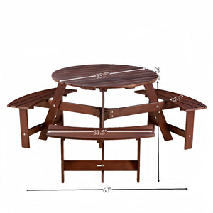 English Elm Outdoor Round Picnic Table For 6 - Stylish, Weatherproof With Umbrella Hole, Ideal For Gardens & Patios W2275P149763-GIGA