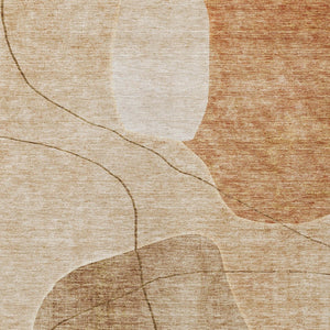 Homeroots 3' Beige Brown Taupe Abstract Washable Area Rug For Indoor Outdoor Spaces – Stylish & Durable Decor 5' X 8' Polyester 581031