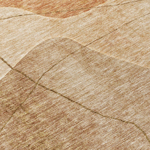 Homeroots 3' Beige Brown Taupe Abstract Washable Area Rug For Indoor Outdoor Spaces – Stylish & Durable Decor 8' Round Polyester 581032