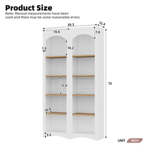 English Elm On-Trend 5 Tier Farmhouse Bookshelves Set Of 2, Stylish Two-Tone Storage Cabinets With Adjustable Shelves N721P245734K-GIGA