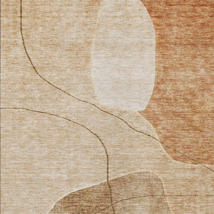 Homeroots 3' Beige Brown Taupe Abstract Washable Area Rug For Indoor Outdoor Spaces – Stylish & Durable Decor 8' X 10' Polyester 581033