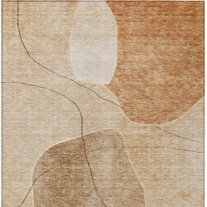 Homeroots 3' Beige Brown Taupe Abstract Washable Area Rug For Indoor Outdoor Spaces – Stylish & Durable Decor 9' X 12' Polyester 581034