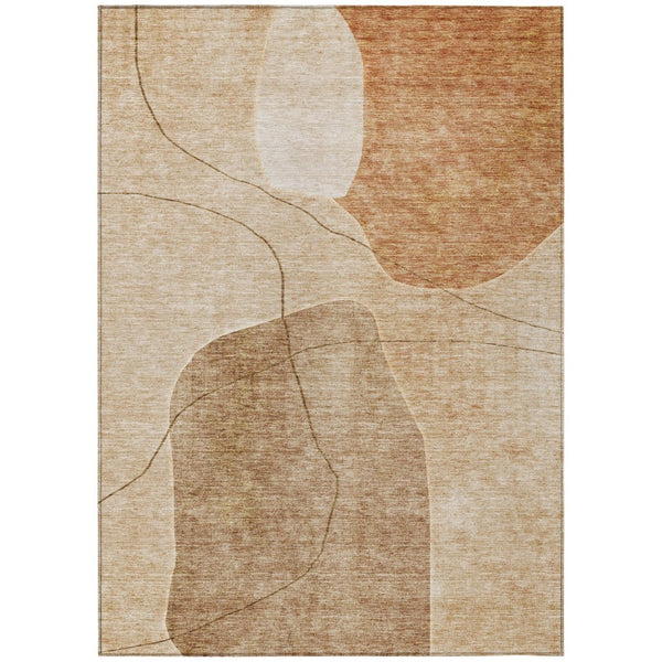 HomeRoots 9' Abstract Orange Copper and Terra Cotta Washable Area Rug for Indoor and Outdoor Spaces 9' X 12' 581034