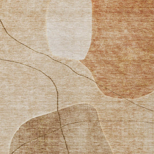 Homeroots 3' Beige Brown Taupe Abstract Washable Area Rug For Indoor Outdoor Spaces – Stylish & Durable Decor 9' X 12' Polyester 581034