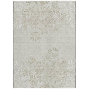 Homeroots 3' Beige Floral Area Rug - Stylish Washable Design For Indoor & Outdoor Spaces, Stain Resistant 3' X 5' Polyester 581071