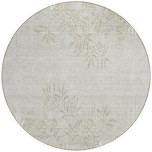 Homeroots 3' Beige Floral Area Rug - Stylish Washable Design For Indoor & Outdoor Spaces, Stain Resistant 8' Round Polyester 581073