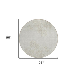 Homeroots 3' Beige Floral Area Rug - Stylish Washable Design For Indoor & Outdoor Spaces, Stain Resistant 8' Round Polyester 581073