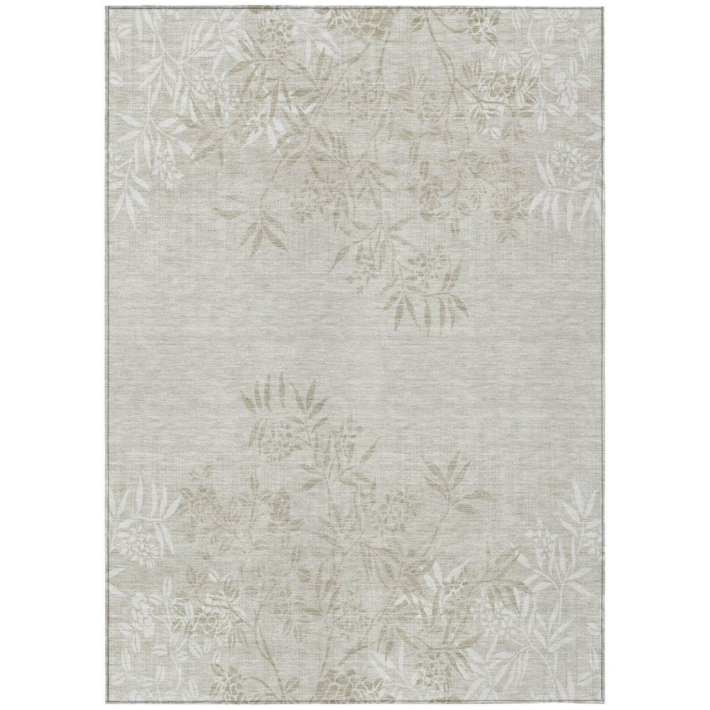 HomeRoots 9' Beige Floral Area Rug – Washable, Durable, Stain-Resistant Design for Indoor & Outdoor Use 9' X 12' 581075