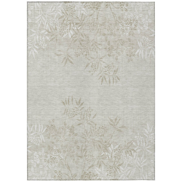 HomeRoots 9' Beige Floral Area Rug – Washable, Durable, Stain-Resistant Design for Indoor & Outdoor Use 9' X 12' 581075