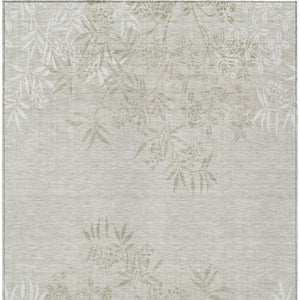 Homeroots 3' Beige Floral Area Rug - Stylish Washable Design For Indoor & Outdoor Spaces, Stain Resistant 10' X 14' Polyester 581076