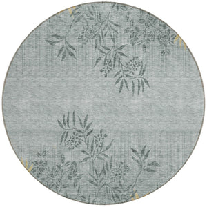 Homeroots 3' Beige Floral Area Rug - Stylish Washable Design For Indoor & Outdoor Spaces, Stain Resistant 8' Round Polyester 581079