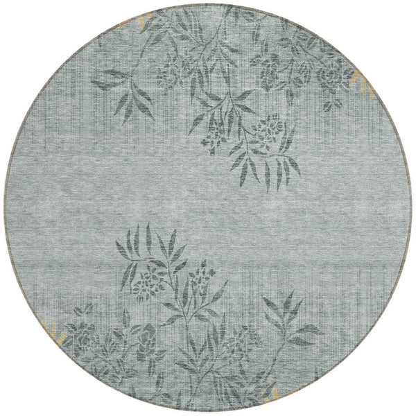 Homeroots 3' Beige Floral Area Rug - Stylish Washable Design For Indoor & Outdoor Spaces, Stain Resistant 8' Round Polyester 581079