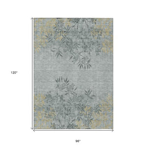 Homeroots 3' Beige Floral Area Rug - Stylish Washable Design For Indoor & Outdoor Spaces, Stain Resistant 8' X 10' Polyester 581080