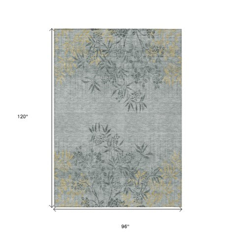 Homeroots 3' Beige Floral Area Rug - Stylish Washable Design For Indoor & Outdoor Spaces, Stain Resistant 8' X 10' Polyester 581080