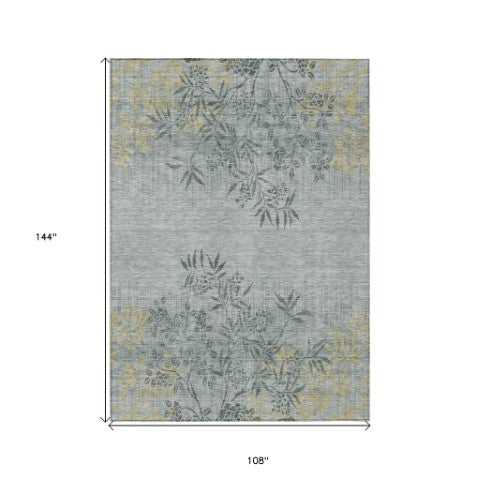 Homeroots 3' Beige Floral Area Rug - Stylish Washable Design For Indoor & Outdoor Spaces, Stain Resistant 9' X 12' Polyester 581081