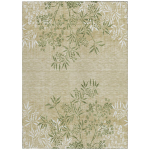 Homeroots 3' Beige Floral Area Rug - Stylish Washable Design For Indoor & Outdoor Spaces, Stain Resistant 3' X 5' Polyester 581083