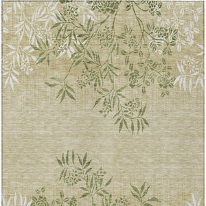 Homeroots 3' Beige Floral Area Rug - Stylish Washable Design For Indoor & Outdoor Spaces, Stain Resistant 3' X 5' Polyester 581083