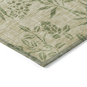 Homeroots 3' Beige Floral Area Rug - Stylish Washable Design For Indoor & Outdoor Spaces, Stain Resistant 5' X 8' Polyester 581084