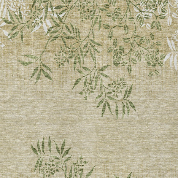 Homeroots 3' Beige Floral Area Rug - Stylish Washable Design For Indoor & Outdoor Spaces, Stain Resistant 5' X 8' Polyester 581084
