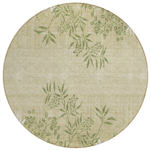 HomeRoots 5' Elegant Floral Washable Area Rug – Durable Indoor/Outdoor Design for Stylish High-Traffic Spaces 8' Round 581085