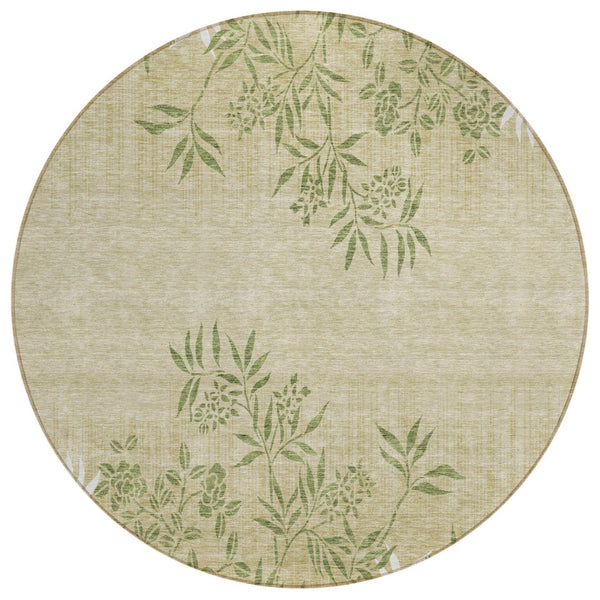 HomeRoots 5' Elegant Floral Washable Area Rug – Durable Indoor/Outdoor Design for Stylish High-Traffic Spaces 8' Round 581085