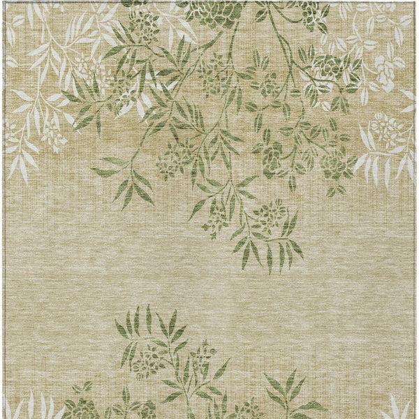 Homeroots 3' Beige Floral Area Rug - Stylish Washable Design For Indoor & Outdoor Spaces, Stain Resistant 9' X 12' Polyester 581087