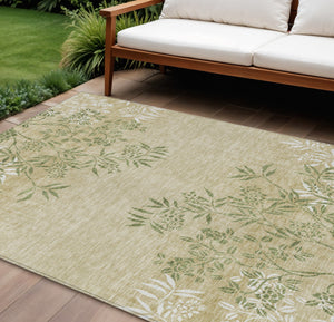 Homeroots 3' Beige Floral Area Rug - Stylish Washable Design For Indoor & Outdoor Spaces, Stain Resistant 9' X 12' Polyester 581087