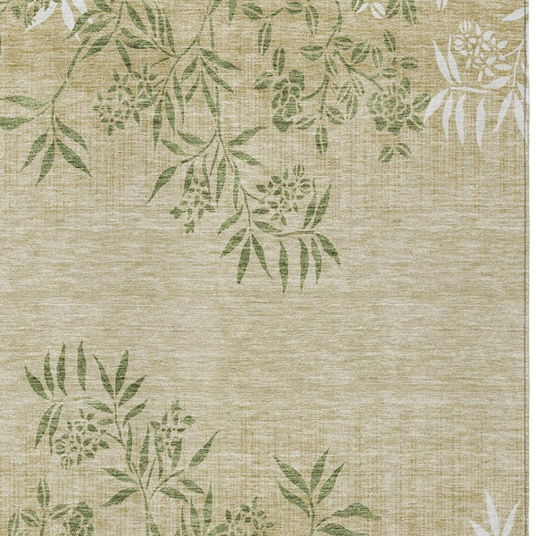 Homeroots 3' Beige Floral Area Rug - Stylish Washable Design For Indoor & Outdoor Spaces, Stain Resistant 9' X 12' Polyester 581087