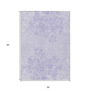 Homeroots 3' Beige Floral Area Rug - Stylish Washable Design For Indoor & Outdoor Spaces, Stain Resistant 3' X 5' Polyester 581089