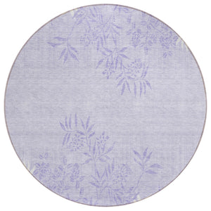 HomeRoots 5' Lilac Purple and Ivory Floral Area Rug - Durable, Machine-Washable for Indoor or Outdoor Use 8' Round 581091