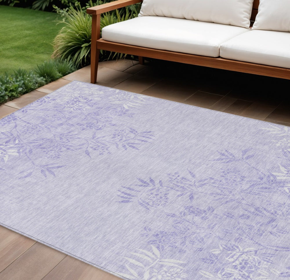 HomeRoots 9' Lilac Purple and Ivory Floral Area Rug – Stylish, Durable, Washable for Indoors and Outdoors 9' X 12' 581093