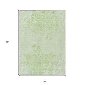 Homeroots 3' Beige Floral Area Rug - Stylish Washable Design For Indoor & Outdoor Spaces, Stain Resistant 3' X 5' Polyester 581095