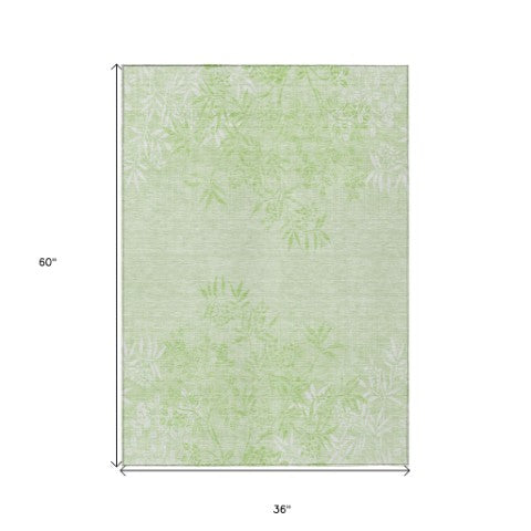 Homeroots 3' Beige Floral Area Rug - Stylish Washable Design For Indoor & Outdoor Spaces, Stain Resistant 3' X 5' Polyester 581095