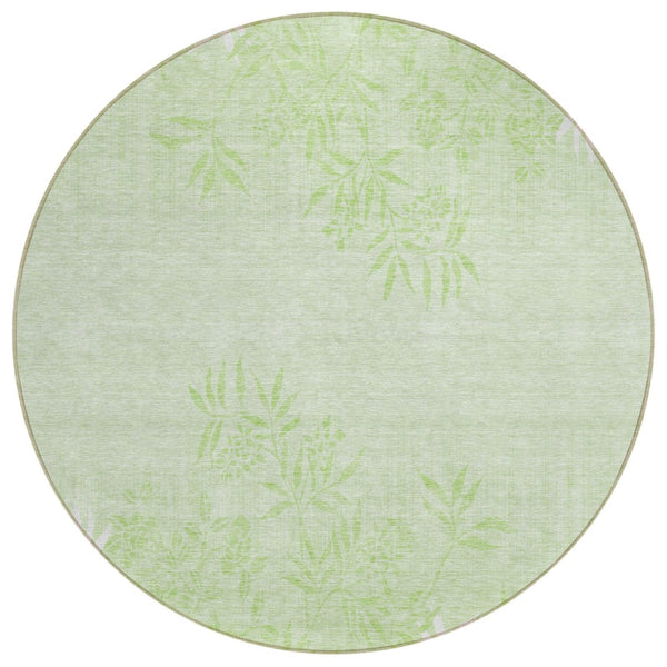 HomeRoots 5' Mint Green Floral Area Rug – Durable, Washable Design for Indoor & Outdoor Spaces, Easy Care 8' Round 581097