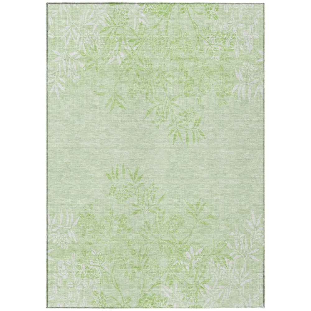 HomeRoots 9' Floral Washable Area Rug in Mint Green & Ivory – Durable, Stain-Resistant for Indoor & Outdoor Use 9' X 12' 581099