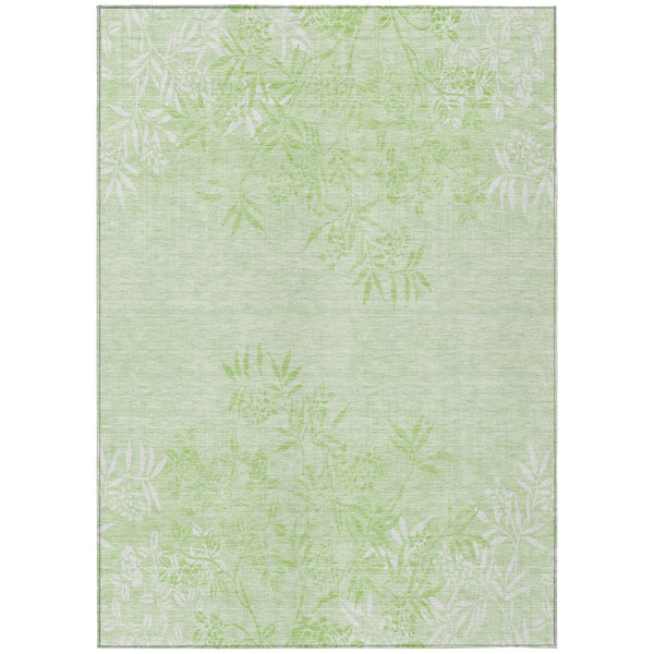 HomeRoots 9' Floral Washable Area Rug in Mint Green & Ivory – Durable, Stain-Resistant for Indoor & Outdoor Use 9' X 12' 581099
