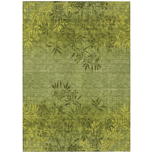 HomeRoots 5' Indoor Outdoor Area Rug - Timeless Olive & Fern Green Floral Design for High-Traffic Spaces 10' X 14' 581106